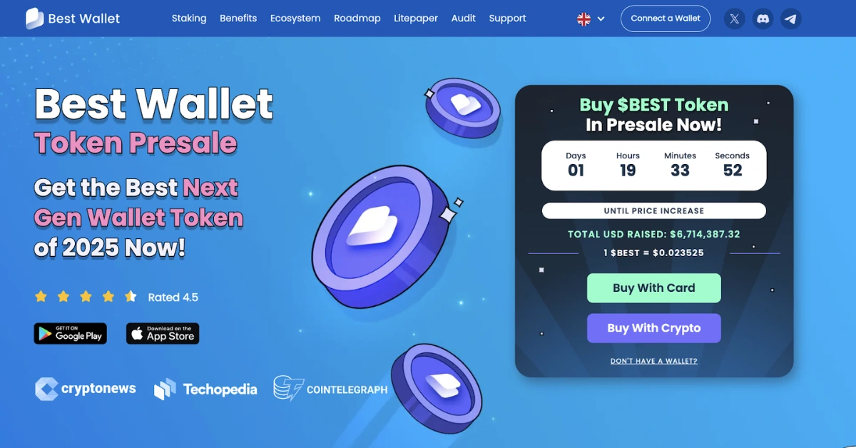 Simplest Pockets Token Plan to Pump 10x as $BEST Presale Nears $7M