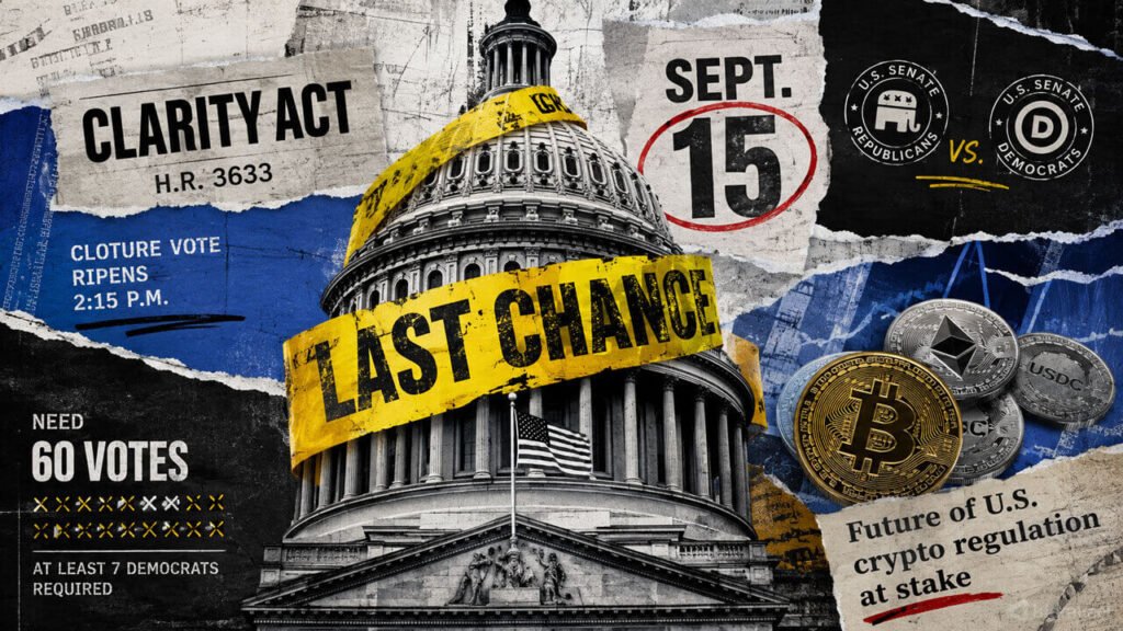 White Residence warns CLARITY Act will die Sept 15 except 7 Democrats vote certain
