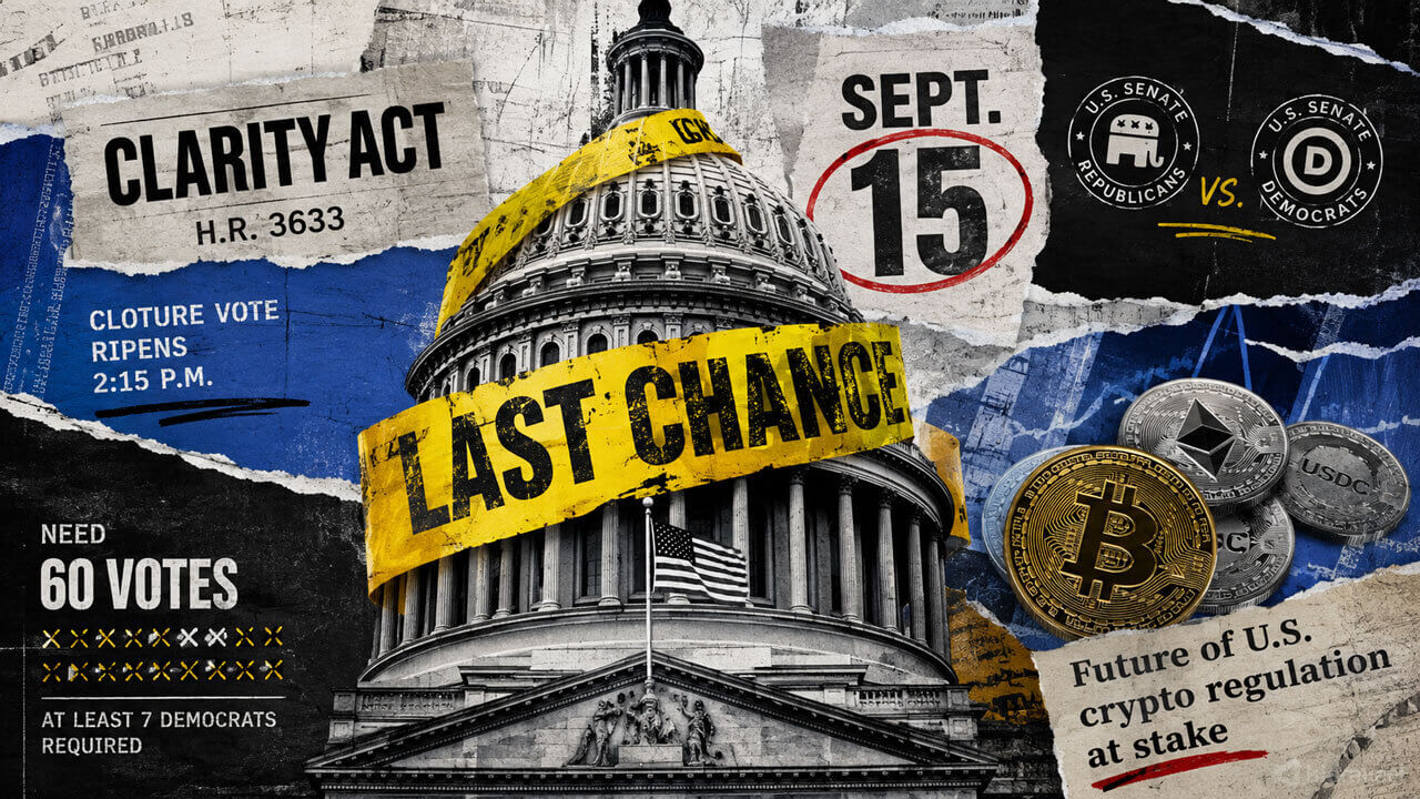 White Residence warns CLARITY Act will die Sept 15 except 7 Democrats vote certain