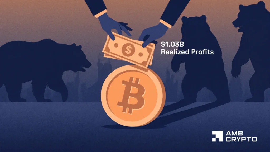 Is Bitcoin’s label rally shedding steam after realized profits hit $1.03B?